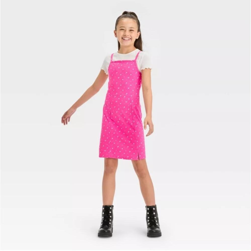 NWT Girls' XL (14) Short Sleeve Pink 2 for 1 Dress- art class